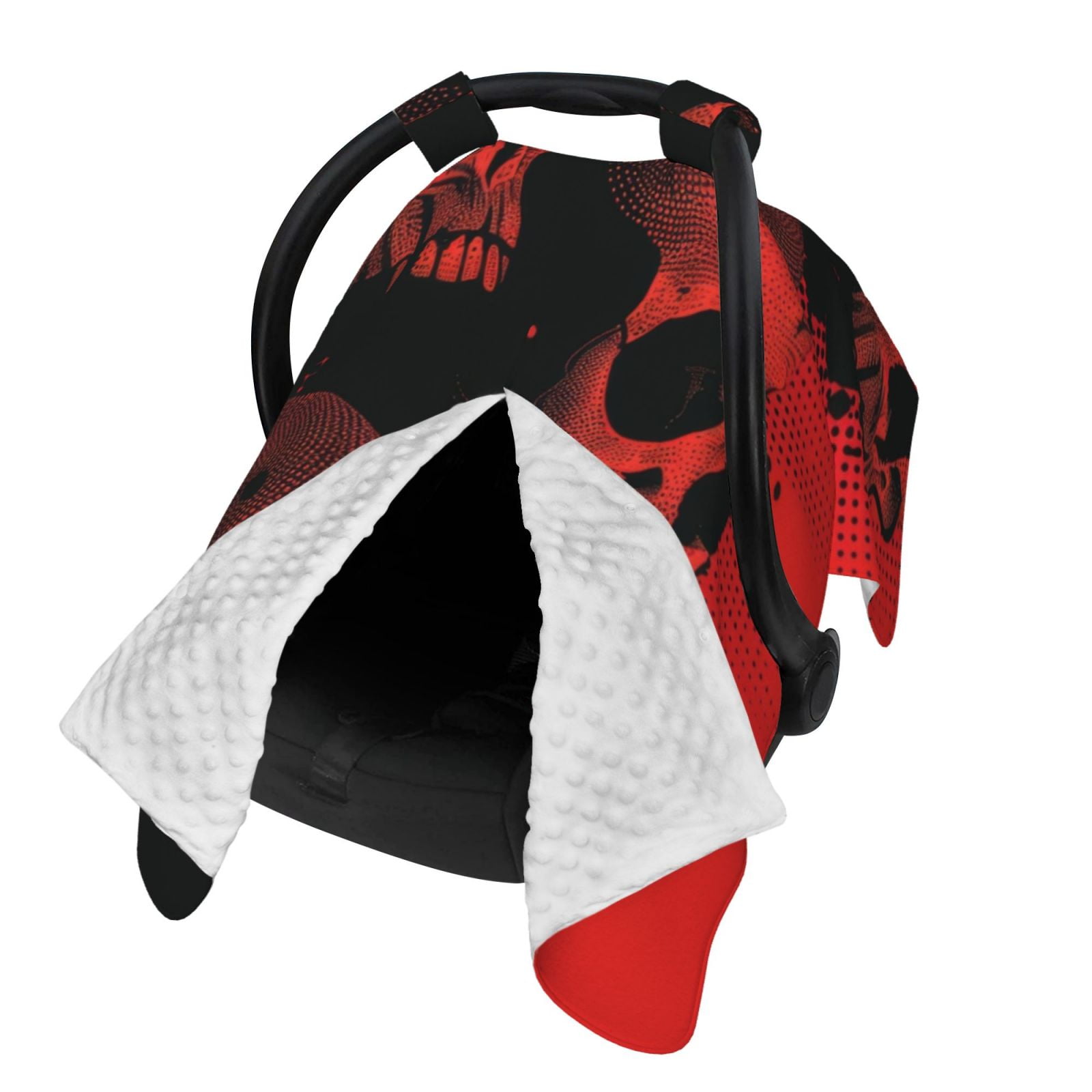 Naloa Red And Black Abstract Skull Baby Car Seat Cover, Breathable Baby Carrier Cover, Multiuse Baby Carrier Cover & Nursing Breastfeeding Cover