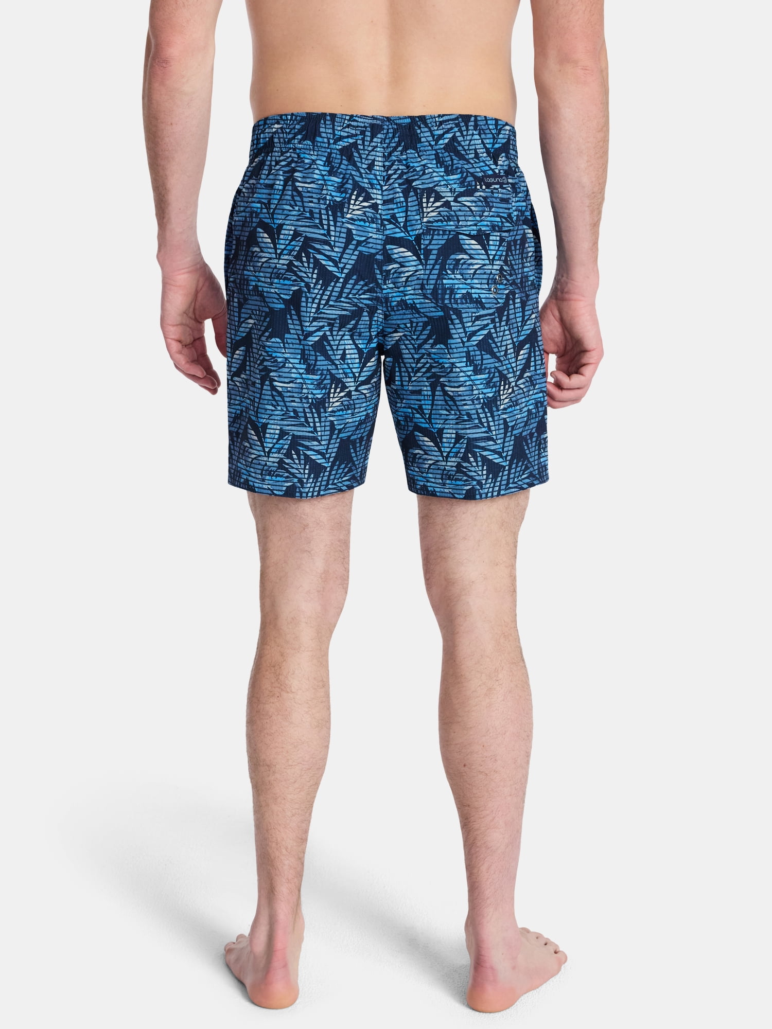 Laguna Men's Printed Seersucker Volley Swim Trunks with Brief Liner, 7" Inseam, Sizes M-2XL