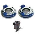 thumbnail image 1 of Intex River Run 1 Person Floating Tube (2 Pack) and 12 Volt  Electric Air Pump, 1 of 9