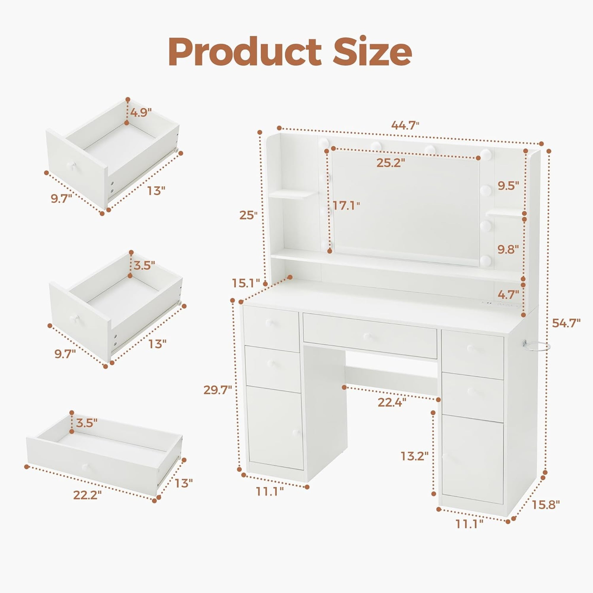 Coiffeuse Avec Un Miroir Et Lampe à LED Table De Maquillage Avec Un