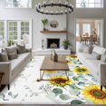 thumbnail image 4 of Rectangle Area Rug 6x9ft,Watercolor Sunflower Green Eucalyptus Leaves Washable Carpet Non-Slip Runner Accent Rugs Indoor Floor Mat for Bedroom Living Room Decor,Farm Plant on White, 4 of 9