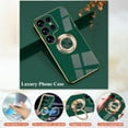 thumbnail image 5 of Compatible with Samsung Galaxy S23 Ultra Case with Ring Holder Pink, Aesthetic Phone Case Samsung S23 Ultra Case Silicone Soft TPU Slim Cover Shockproof Luxury with Kickstand (Dark Green), 5 of 14