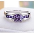 thumbnail image 3 of Yafe 18K Gold-Plated Princess Cut Created Amethyst Ring for Women Engagement Ring - Cubic Zirconia, 3 of 8