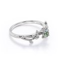 thumbnail image 3 of JeenMata Solitaire - 0.50 Carat Round Brilliant Cut Real Solid Moss Green Agate - Magic Forest Branch Engagement Ring - 18K White Gold Plating over Silver, 3 of 7