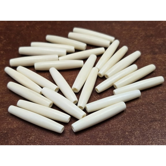 100 Pcs White Buffalo Bone Tube Pipe Beads 1 1/2"