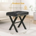 thumbnail image 2 of Vanity Stool - Square Faux Leather Makeup Seat With Metal X Legs, Small Ottoman Chair for Makeup Room, Living Room - Modern Padded Foot Rest, Black, 2 of 17