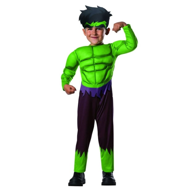Marvel Toddler Boys Hulk Muscle Halloween Costume Jumpsuit & Headpiece ...
