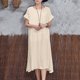 thumbnail image 3 of Casual Mujer Algodón Vestido largo Manga corta O-cuello Sólido Split Boho Midi Vestido Beige / CACAGOO Vestido, 3 of 7