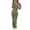 Army Green, variant on Szluipve Women Ribbed Knit 2 Piece Outfit Zip Up Hooded Long Sleeve Top High Waist Flare Pants Set Slim Fit Casual Matching Tracksuit