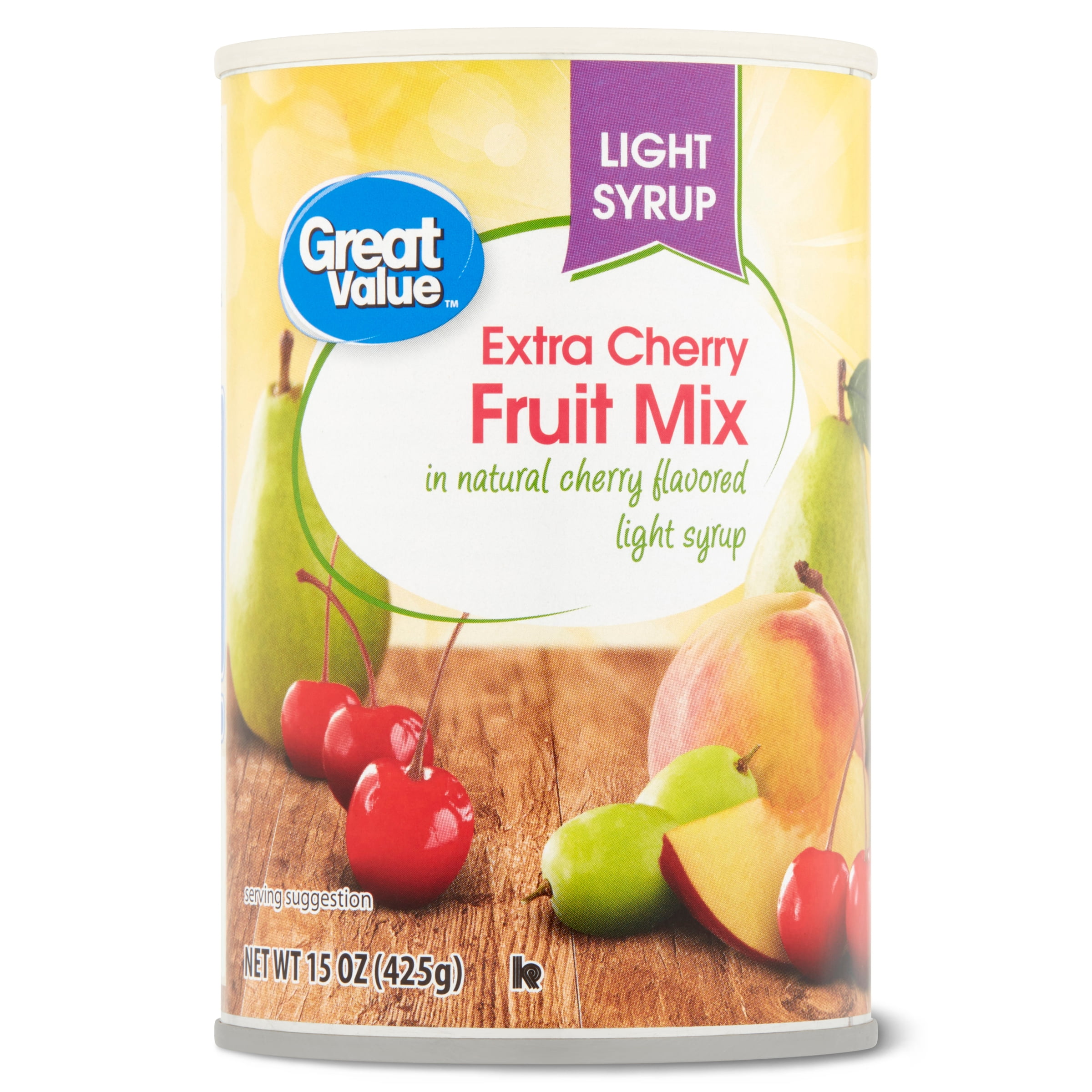 Great Value Light Syrup Extra Cherry Fruit Mix 15 oz - Assorted