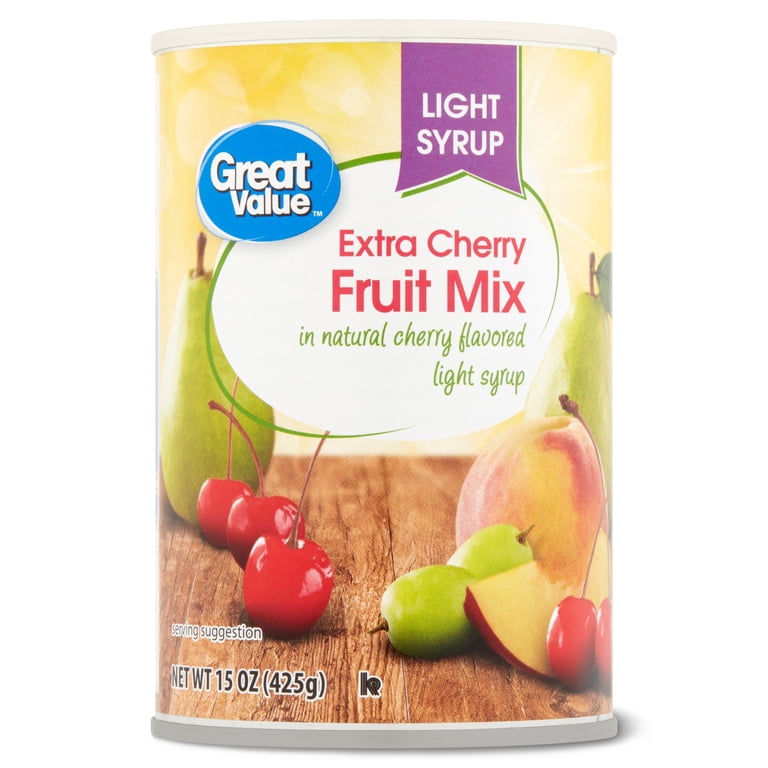 12 pack) Great Value Light Syrup Extra Cherry Fruit Mix, 15 oz