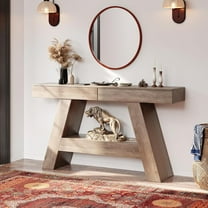 ONBRILL 55" Farmhouse Entryway Table with 2 Drawers, Narrow Console Table Behind Sofa for Hallway, Entrance, Living Room, Rustic Oak