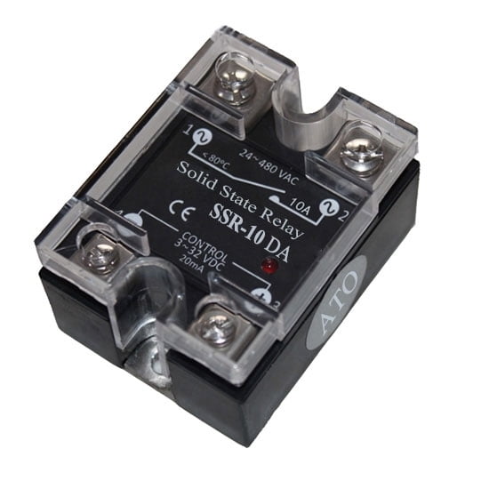 ATO Solid State Relay SSR-10DA DC to AC, single phase, Input 3-32V DC To Output 24-480V AC 10A
