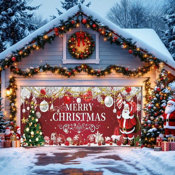 Decoraciones navideñas, adornos navideños, regalos navideños, garaje navideño, decoraciones para puertas de garaje, pancartas navideñas, fondos, decoraciones colgantes para interiores y exteriores, cé