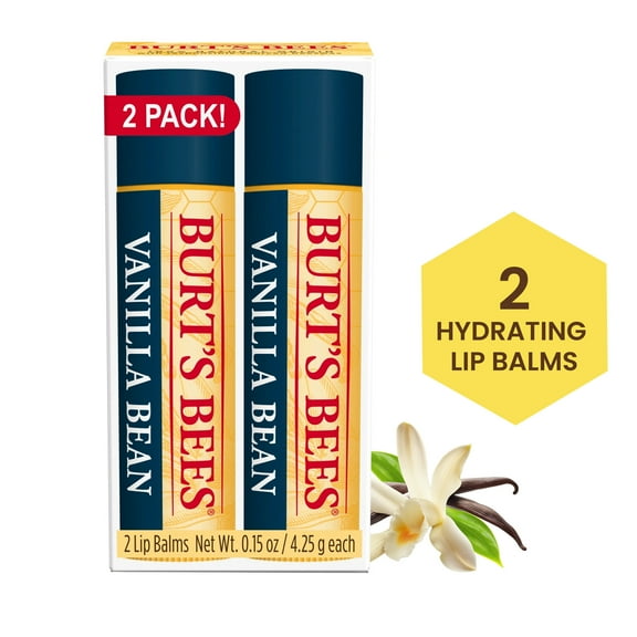 Burts Bees Vanilla Bean Lip Balm, 2-Pack, 0.15 oz.