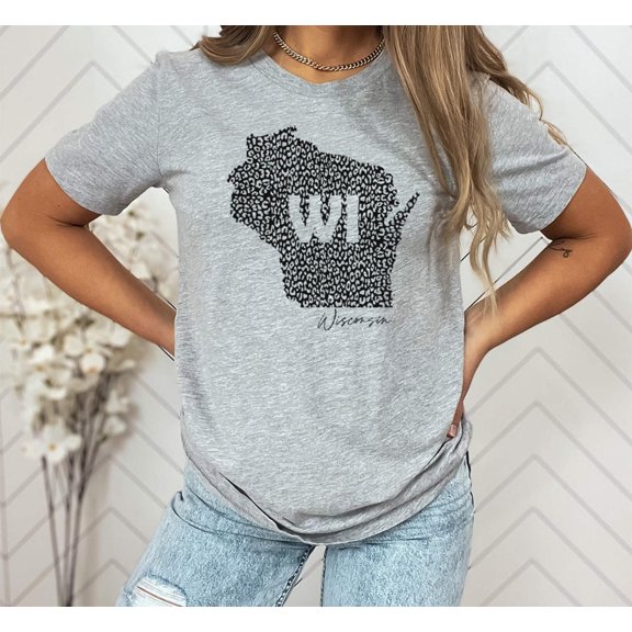 WISCONSIN MAP Graphic Short sleeve T-Shirt