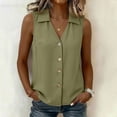 thumbnail image 4 of cocolona Womens Summer Tank Tops Sleeveless Lapel Button Back Pleated Shirts Dressy Casual Solid Color Blouses, 4 of 5