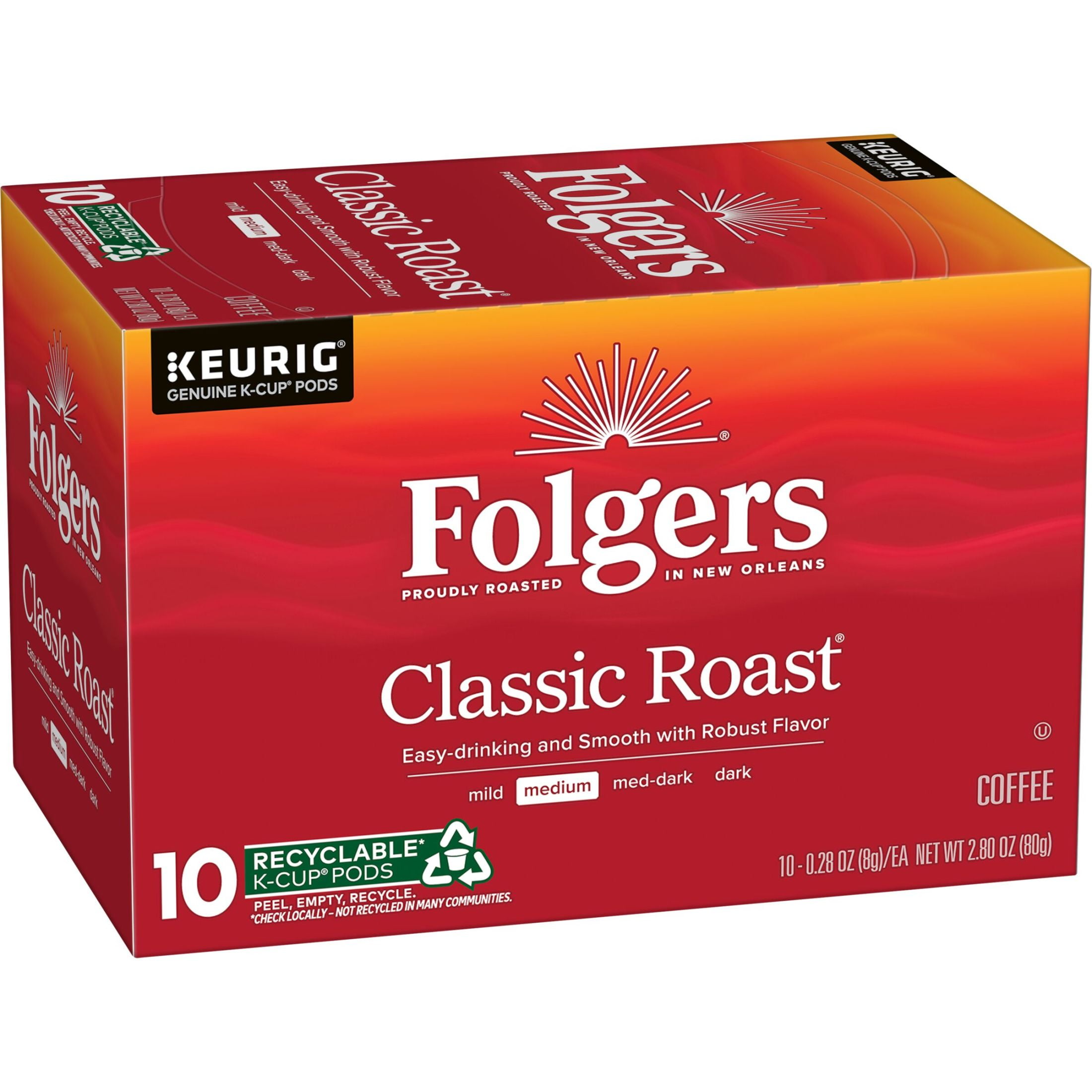 (6 pack) Folgers Classic Roast Medium Roast Coffee, Keurig K Cup Pods, Limited Edition Design for America’s 250th Anniversary, 10 Count Box