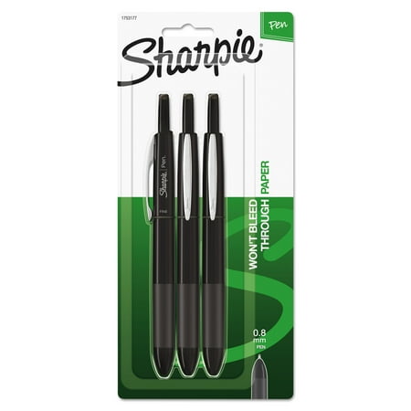 Sharpie Porous Point Retractable Permanent Water Resistant Pen, Assorted Ink, 3/Set