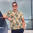 thumbnail image 3 of Kdxio Tropical Leaves Flower Print Men's Short Sleeve Polo Shirt,Midweight Men's Shirt, 3 of 6