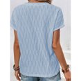 thumbnail image 3 of Top de manga corta para mujer, camisa con cuello redondo y dobladillo dividido, camisa informal de Color puro, Top holgado de verano, azul claro XXL, 3 of 5