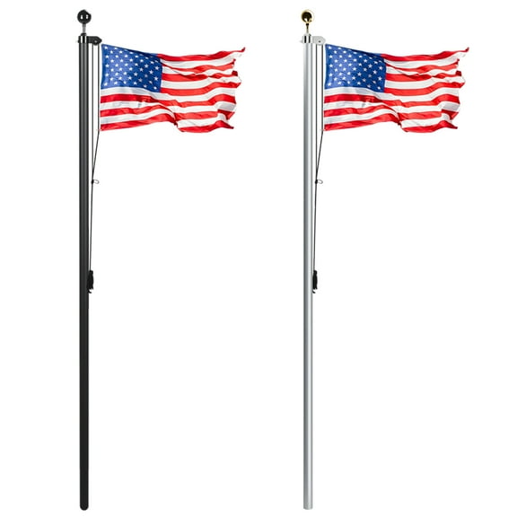 Trendix 25FT Garden Flag Stand, Heavy Duty Aluminum Alloy in Ground Flag Pole, 5 Sectional Extra Thick Flagpole Kit, Outdoor Flag Poles for Yard, Residential or Commercial (Black)