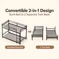 thumbnail image 2 of Miniyam Twin over Twin Metal Bunk Bed, Convertible to 2 Twin Beds with Guardrail, Black, 2 of 7