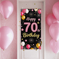 thumbnail image 5 of Black Backdrop Banner with Pink Gold Balloons Stars Fireworks Happy 70th Birthday Party Decoration Photography Props Party Supplies Background Decor, 5 of 8