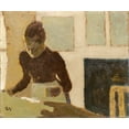 thumbnail image 2 of Vuillard, Edouard 30x26 Black Ornate Wood Framed with Double Matting Museum Art Print Titled - Laundress, 2 of 4