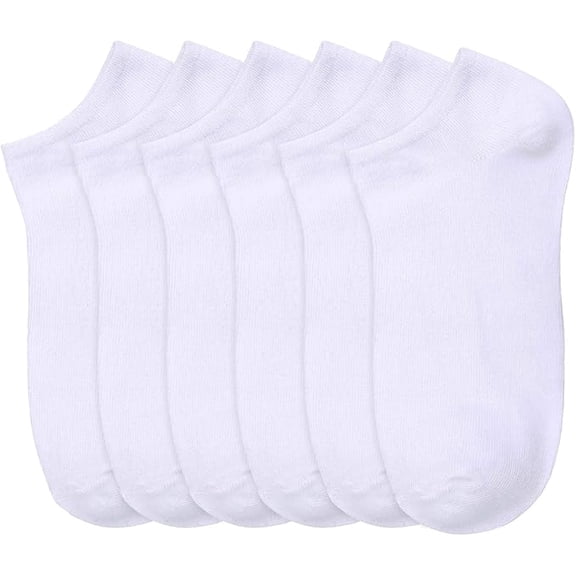 6 Pairs - Women's Socks - Ankle Cut, Low Cut, No Show, Footie, Casual Girls (White, Size 6-8)