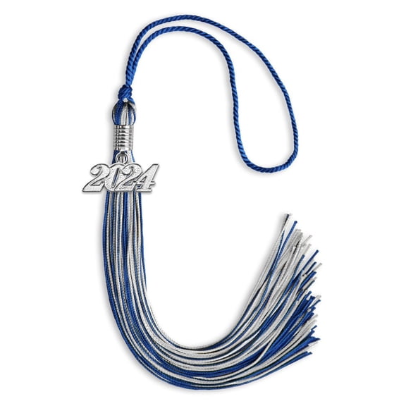 Endea Graduation Royal Blue/Silver Mixed Color Graduation Tassel with Silver Date Drop