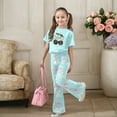thumbnail image 2 of XIYON Girl Clothes Girls 2 Piece Outfit Short Sleeve Top And Wide Leg Pants With Bow Cherry Printed Casual Summer 11-12 Years, 2 of 5