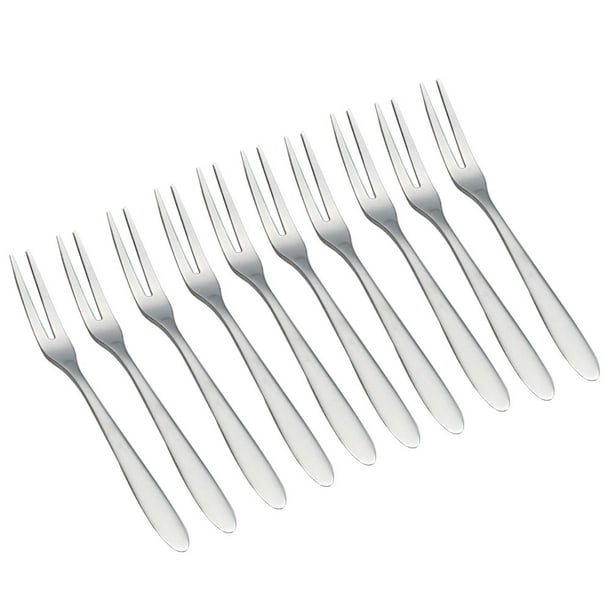 10pcs Horquillas acero inoxidable cóctel tenedores fruta pastel horquillas postre tenedores