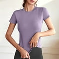 thumbnail image 2 of Tsesme Women’s Slim Yoga T-shirt Round Neck Short Sleeve Lightweight Tops Summer Running Fitness Tee, 2 of 6