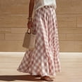 thumbnail image 6 of Maxi Skirts for Women Elastic Waist A Line Plaid Skirts Summer Casual Pleated Gingham Flowy Long Skirts, L, 6 of 7