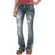 thumbnail image 1 of Jeans bootcut con botones rasgados y cintura baja vintage de los 90 para mujer 2023Azul claroMedio, 1 of 5