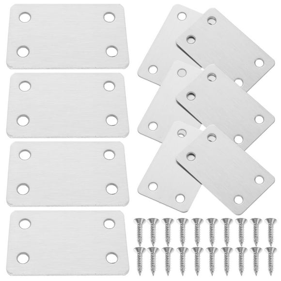 10pcs Flat Bracket Replacement Mounting Plate Iron Corner Bracket Mending Plate with Screws