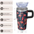 thumbnail image 3 of Flamingo Tumbler 20OZ with Handle Stainless Steel Insulated Coffee Mug Cup Leak Resistant Double Wall Vacuum Design Perfect Gifts for Women Girls on Birthday Christmas Summer, 3 of 6