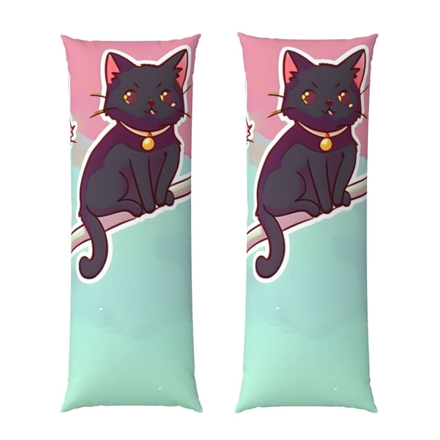 Balery Cats On Broomstick Funda Protectora para Almohada Corporal de Algodón Hipoalergénico con Cierre(55 x 21 pulgadas), Almohadas No Incluidas