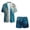Blue Golden Marble, variant on Xoenoiee Running Horse Print Womens 2 Piece Outfits Summer Open Front Cardigan Cover Up and Shorts Set Comfy Half Sleeve Kimono Swim Cover Up, Size S