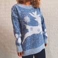 thumbnail image 4 of ICHUANYI Clearance Christmas Fawn Snowflake Ladies Casual Print Long Sleeve Round Neck Pullover Sweater Top(Blue, XL) ICHUANYI WER2023081504722, 4 of 5