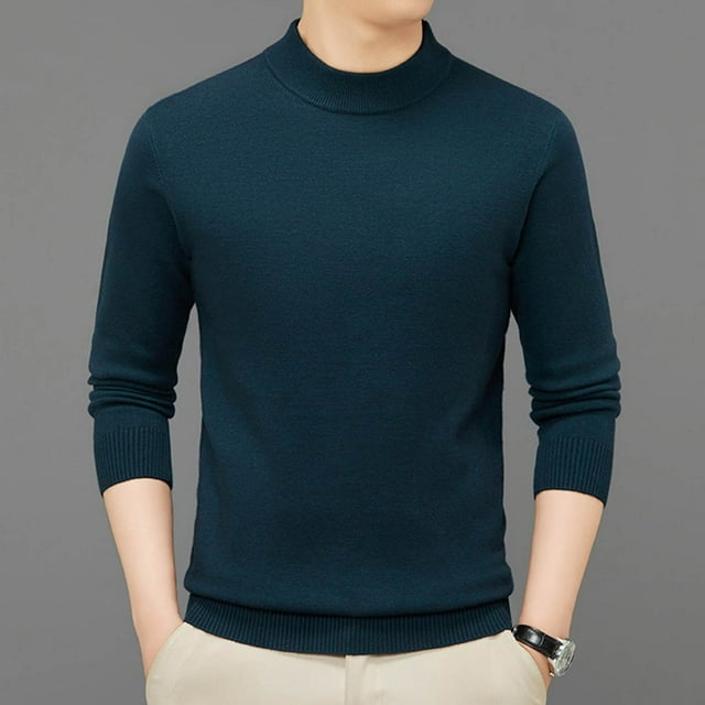 NaWent Chandails Tricotés pour Hommes Automne Hiver Décontracté Uni Chandail à Manches Longues Col Rond Blouse Chandail