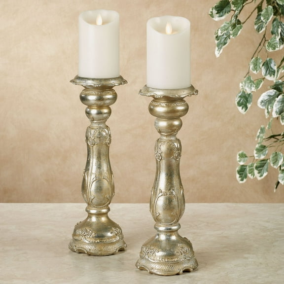 Eulalic Candleholders Platinum Pair Platinum Pair