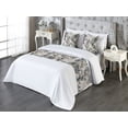 thumbnail image 3 of Bohemian Bed Runner Set, Feather Look Leaves Aged Weathered Effect Vintage Themed Art Print, Decorative Bedding Scarf & 2 Pillow Shams for Hotels Homes, King, Warm Taupe Teal and Blue, by Ambesonne, 3 of 3