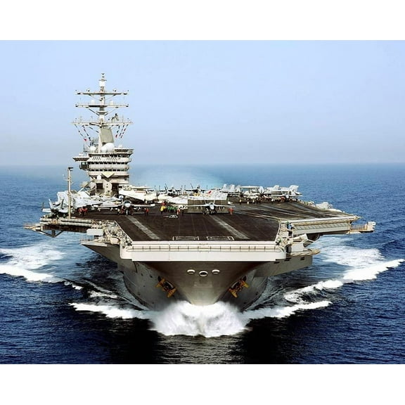 U.S.S. Dwight D. Eisenhower CVN 69 in Arabian Sea - Style B - 12x18 Inch Laminated Poster - Stunning Detail and Bold Colors