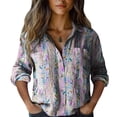 thumbnail image 4 of ZJXFGS Loose Short Sleeve Shirts For Women Blouses & Button-Down Shirts Comfort Colors Tshirt Round Neck T Shirts For Women Short Sleeve Turtleneck Women Fall Blouses For Women 2025 Purple XL, 4 of 4