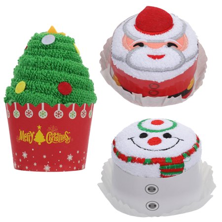 

3Pcs Christmas Cake Modelling Cotton Towels Adorable Washcloth Hand Towels