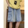 thumbnail image 4 of EMMIOL Men's Y2K Denim Shorts Mid Elastic Waist Baggy Jean Shorts Loose Fit Jorts Retro Hip Hop Shorts, 4 of 8