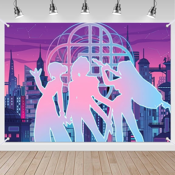 7x5ft Neon Cyberpunk City Anime Pop Star Music Party Backdrop