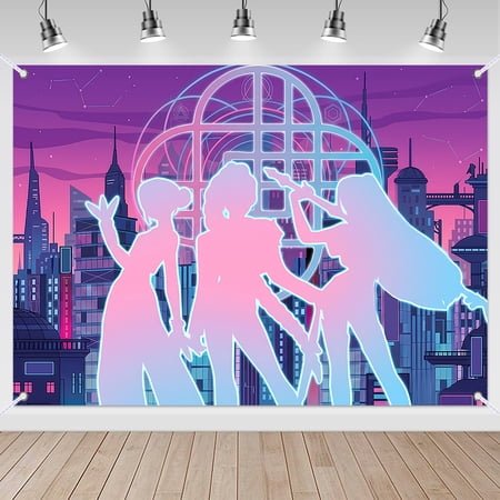 7x5ft Neon Cyberpunk City Anime Pop Star Music Party Backdrop